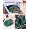 imageFamiware Nebula Ridge Stoneware Dinnerware Sets Plates and Bowls Sets for 4 12 Pieces Dishes Set Microwave and Dishwasher Safe Kitchen Plates CharcoalDark Green