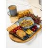 imageFamiware Dinnerware Sets for 4 Ocean Square 12Piece Kitchen Plates and Bowls Sets Microwave and Dishwasher Safe Scratch Resistant Vanilla WhiteBlue