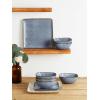 imageFamiware Dinnerware Sets for 4 Ocean Square 12Piece Kitchen Plates and Bowls Sets Microwave and Dishwasher Safe Scratch Resistant Vanilla WhiteBlue