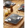 imageFamiware Dinnerware Sets for 4 Ocean Square 12Piece Kitchen Plates and Bowls Sets Microwave and Dishwasher Safe Scratch Resistant Vanilla WhiteBlue