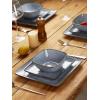 imageFamiware Dinnerware Sets for 4 Ocean Square 12Piece Kitchen Plates and Bowls Sets Microwave and Dishwasher Safe Scratch Resistant Vanilla WhiteBlue