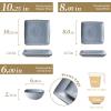 imageFamiware Dinnerware Sets for 4 Ocean Square 12Piece Kitchen Plates and Bowls Sets Microwave and Dishwasher Safe Scratch Resistant Vanilla WhiteBlue