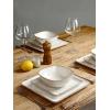 imageFamiware Dinnerware Sets for 4 Ocean Square 12Piece Kitchen Plates and Bowls Sets Microwave and Dishwasher Safe Scratch Resistant Vanilla WhiteCappuccino White
