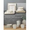 imageFamiware Dinnerware Sets for 4 Ocean Square 12Piece Kitchen Plates and Bowls Sets Microwave and Dishwasher Safe Scratch Resistant Vanilla WhiteCappuccino White