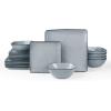 imageFamiware Dinnerware Sets for 4 Ocean Square 12Piece Kitchen Plates and Bowls Sets Microwave and Dishwasher Safe Scratch Resistant Vanilla WhiteGray