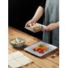 imageFamiware Dinnerware Sets for 4 Ocean Square 12Piece Kitchen Plates and Bowls Sets Microwave and Dishwasher Safe Scratch Resistant Vanilla WhiteGray