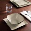 imageFamiware Dinnerware Sets for 4 Ocean Square 12Piece Kitchen Plates and Bowls Sets Microwave and Dishwasher Safe Scratch Resistant Vanilla WhiteLight khaki