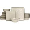 imageFamiware Dinnerware Sets for 4 Ocean Square 12Piece Kitchen Plates and Bowls Sets Microwave and Dishwasher Safe Scratch Resistant Vanilla WhiteLight khaki