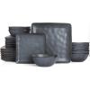 imageFamiware Dinnerware Sets for 4 Ocean Square 12Piece Kitchen Plates and Bowls Sets Microwave and Dishwasher Safe Scratch Resistant Vanilla WhiteMatte Black