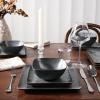 imageFamiware Dinnerware Sets for 4 Ocean Square 12Piece Kitchen Plates and Bowls Sets Microwave and Dishwasher Safe Scratch Resistant Vanilla WhiteMatte Black