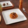 imageFamiware Dinnerware Sets for 4 Ocean Square 12Piece Kitchen Plates and Bowls Sets Microwave and Dishwasher Safe Scratch Resistant Vanilla WhiteMatte White