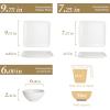 imageFamiware Dinnerware Sets for 4 Ocean Square 12Piece Kitchen Plates and Bowls Sets Microwave and Dishwasher Safe Scratch Resistant Vanilla WhiteMatte White