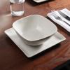 imageFamiware Dinnerware Sets for 4 Ocean Square 12Piece Kitchen Plates and Bowls Sets Microwave and Dishwasher Safe Scratch Resistant Vanilla WhiteMatte White