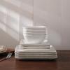 imageFamiware Dinnerware Sets for 4 Ocean Square 12Piece Kitchen Plates and Bowls Sets Microwave and Dishwasher Safe Scratch Resistant Vanilla WhiteMatte White