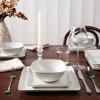 imageFamiware Dinnerware Sets for 4 Ocean Square 12Piece Kitchen Plates and Bowls Sets Microwave and Dishwasher Safe Scratch Resistant Vanilla WhiteMatte White