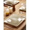 imageFamiware Dinnerware Sets for 4 Ocean Square 12Piece Kitchen Plates and Bowls Sets Microwave and Dishwasher Safe Scratch Resistant Vanilla WhiteVanilla White