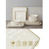 imageFamiware Dinnerware Sets for 4 Ocean Square 12Piece Kitchen Plates and Bowls Sets Microwave and Dishwasher Safe Scratch Resistant Vanilla WhiteVanilla White