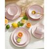 imageFamiware Jupiter Dinnerware Set Plates and Bowls Dish Sets for 4 12 Pieces Microwave and Dishwasher Safe Stoneware Speckled Tableware Chip and Scratch Resistant MulticolorLight Pink
