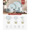 imageFamiware Jupiter Dinnerware Set Plates and Bowls Dish Sets for 4 12 Pieces Microwave and Dishwasher Safe Stoneware Speckled Tableware Chip and Scratch Resistant MulticolorLight Blue