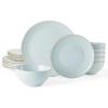 imageFamiware Jupiter Dinnerware Set Plates and Bowls Dish Sets for 4 12 Pieces Microwave and Dishwasher Safe Stoneware Speckled Tableware Chip and Scratch Resistant MulticolorLight Blue