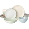 imageFamiware Jupiter Dinnerware Set Plates and Bowls Dish Sets for 4 12 Pieces Microwave and Dishwasher Safe Stoneware Speckled Tableware Chip and Scratch Resistant MulticolorMulticolor