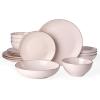 imageFamiware Jupiter Dinnerware Set Plates and Bowls Dish Sets for 4 12 Pieces Microwave and Dishwasher Safe Stoneware Speckled Tableware Chip and Scratch Resistant MulticolorLight Pink
