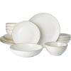imageFamiware Jupiter Dinnerware Set Plates and Bowls Dish Sets for 4 12 Pieces Microwave and Dishwasher Safe Stoneware Speckled Tableware Chip and Scratch Resistant MulticolorWhite