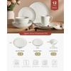imageFamiware Jupiter Dinnerware Set Plates and Bowls Dish Sets for 4 12 Pieces Microwave and Dishwasher Safe Stoneware Speckled Tableware Chip and Scratch Resistant MulticolorWhite