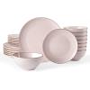 imageFamiware Jupiter Dinnerware Set Plates and Bowls Dish Sets for 4 12 Pieces Microwave and Dishwasher Safe Stoneware Speckled Tableware Chip and Scratch Resistant MulticolorLight Pink