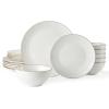 imageFamiware Jupiter Dinnerware Set Plates and Bowls Dish Sets for 4 12 Pieces Microwave and Dishwasher Safe Stoneware Speckled Tableware Chip and Scratch Resistant MulticolorWhite