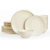 imageFamiware Jupiter Dinnerware Set Plates and Bowls Dish Sets for 4 12 Pieces Microwave and Dishwasher Safe Stoneware Speckled Tableware Chip and Scratch Resistant MulticolorVanilla White