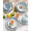 imageFamiware Jupiter Dinnerware Set Plates and Bowls Dish Sets for 4 12 Pieces Microwave and Dishwasher Safe Stoneware Speckled Tableware Chip and Scratch Resistant MulticolorLight Blue