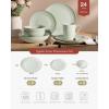 imageFamiware Jupiter Dinnerware Set Plates and Bowls Dish Sets for 4 12 Pieces Microwave and Dishwasher Safe Stoneware Speckled Tableware Chip and Scratch Resistant MulticolorLight Green