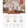 imageFamiware Jupiter Dinnerware Set Plates and Bowls Dish Sets for 4 12 Pieces Microwave and Dishwasher Safe Stoneware Speckled Tableware Chip and Scratch Resistant MulticolorLight Pink