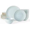 imageFamiware Jupiter Dinnerware Set Plates and Bowls Dish Sets for 4 12 Pieces Microwave and Dishwasher Safe Stoneware Speckled Tableware Chip and Scratch Resistant MulticolorLight Blue