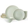imageFamiware Jupiter Dinnerware Set Plates and Bowls Dish Sets for 4 12 Pieces Microwave and Dishwasher Safe Stoneware Speckled Tableware Chip and Scratch Resistant MulticolorLight Green
