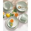 imageFamiware Jupiter Dinnerware Set Plates and Bowls Dish Sets for 4 12 Pieces Microwave and Dishwasher Safe Stoneware Speckled Tableware Chip and Scratch Resistant MulticolorLight Green