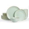 imageFamiware Jupiter Dinnerware Set Plates and Bowls Dish Sets for 4 12 Pieces Microwave and Dishwasher Safe Stoneware Speckled Tableware Chip and Scratch Resistant MulticolorLight Green