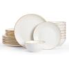 imageFamiware Jupiter Dinnerware Set Plates and Bowls Dish Sets for 4 12 Pieces Microwave and Dishwasher Safe Stoneware Speckled Tableware Chip and Scratch Resistant MulticolorWhite