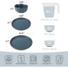 imageFamiware Mercury Plates and Bowls Sets 12 Pieces Stoneware Dinnerware Sets Dishes Set for 4 Microwave and Dishwasher Safe CharcoalCharcoal