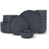 imageFamiware Mercury Plates and Bowls Sets 12 Pieces Stoneware Dinnerware Sets Dishes Set for 4 Microwave and Dishwasher Safe CharcoalCharcoal
