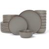 imageFamiware Mercury Plates and Bowls Sets 12 Pieces Stoneware Dinnerware Sets Dishes Set for 4 Microwave and Dishwasher Safe CharcoalDark Gray