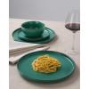 imageFamiware Mercury Plates and Bowls Sets 12 Pieces Stoneware Dinnerware Sets Dishes Set for 4 Microwave and Dishwasher Safe CharcoalDark Green