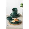 imageFamiware Mercury Plates and Bowls Sets 12 Pieces Stoneware Dinnerware Sets Dishes Set for 4 Microwave and Dishwasher Safe CharcoalDark Green