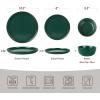 imageFamiware Mercury Plates and Bowls Sets 12 Pieces Stoneware Dinnerware Sets Dishes Set for 4 Microwave and Dishwasher Safe CharcoalDark Green