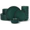 imageFamiware Mercury Plates and Bowls Sets 12 Pieces Stoneware Dinnerware Sets Dishes Set for 4 Microwave and Dishwasher Safe CharcoalDark Green