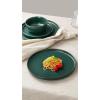 imageFamiware Mercury Plates and Bowls Sets 12 Pieces Stoneware Dinnerware Sets Dishes Set for 4 Microwave and Dishwasher Safe CharcoalDark Green