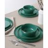 imageFamiware Mercury Plates and Bowls Sets 12 Pieces Stoneware Dinnerware Sets Dishes Set for 4 Microwave and Dishwasher Safe CharcoalDark Green