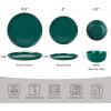 imageFamiware Mercury Plates and Bowls Sets 12 Pieces Stoneware Dinnerware Sets Dishes Set for 4 Microwave and Dishwasher Safe CharcoalDark Green