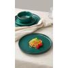 imageFamiware Mercury Plates and Bowls Sets 12 Pieces Stoneware Dinnerware Sets Dishes Set for 4 Microwave and Dishwasher Safe CharcoalDark Green